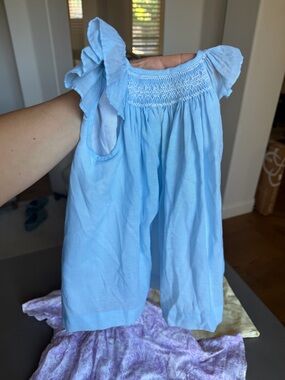 Lyle & Scott Light Blue Smocked Girls Dress